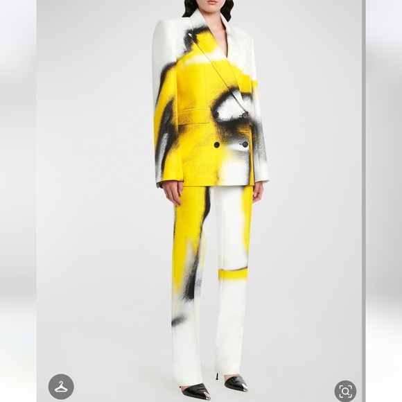 BNWT !! Alexander McQueen Mushroom Spores Yellow B & W Spray Paint Pant sz IT 40 - Picture 6 of 15